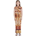 Burnt paper texture print design Kids  Sleeveless Ruffle Edge Band Collar Chiffon One Piece