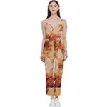 Burnt paper texture print design V-Neck Camisole Jumpsuit