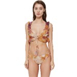 Burnt paper texture print design Low Cut Ruffle Edge Bikini Set