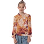 Burnt paper texture print design Kids  Frill Detail T-Shirt
