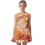 Burnt paper texture print design Kids  Pilgrim Collar Ruffle Hem Dress