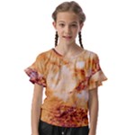 Burnt paper texture print design Kids  Cut Out Flutter Sleeves