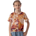 Burnt paper texture print design Kids  Cuff Sleeve Scrunch Bottom T-Shirt