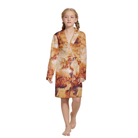 Burnt paper texture print design Kids  Long Sleeve Velvet Lounge Robe from ArtsNow.com