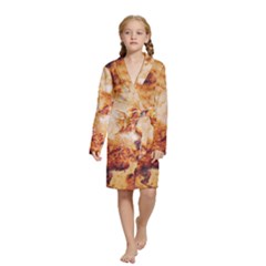 Burnt paper texture print design Kids  Long Sleeve Velvet Lounge Robe from ArtsNow.com