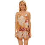 Burnt paper texture print design V-Neck Satin Pajamas Set