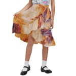 Burnt paper texture print design Kids  Ruffle Flared Wrap Midi Skirt