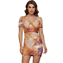 Low Cut Cap Sleeve Mini Dress 