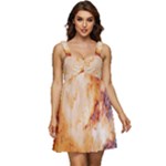 Burnt paper texture print design Ruffle Strap Babydoll Chiffon Dress