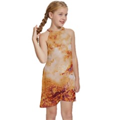 Kids  Halter Collar Waist Tie Chiffon Dress 