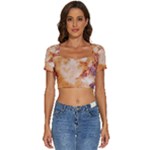 Burnt paper texture print design Short Sleeve Square Neckline Crop Top 