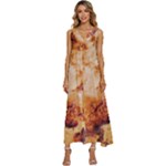 Burnt paper texture print design V-Neck Sleeveless Wide Leg Pants Overalls
