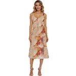 Burnt paper texture print design Women s Sleeveless Corset Midi Dress