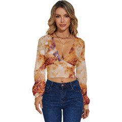 Long Sleeve Deep-V Velour Top 