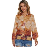 Burnt paper texture print design Women s Long Sleeve Button Up Shirt