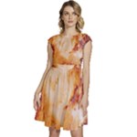Burnt paper texture print design Cap Sleeve High Waist Dress
