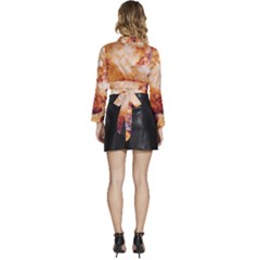 Long Sleeve Tie Back Satin Wrap Top 