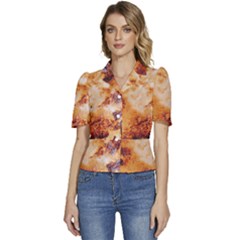 Puffed Short Sleeve Button Up Jacket 