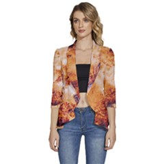 Women s 3/4 Sleeve Ruffle Edge Open Front Jacket 