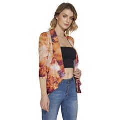 Women s 3/4 Sleeve Ruffle Edge Open Front Jacket 