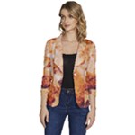 Burnt paper texture print design Women s One-Button 3/4 Sleeve Short Jacket