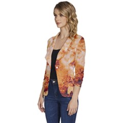 Women s One-Button 3/4 Sleeve Short Jacket 