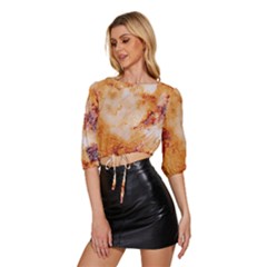 Mid Sleeve Drawstring Hem Top 