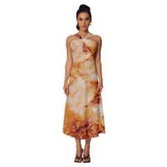 Sleeveless Cross Front Cocktail Midi Chiffon Dress 