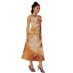 Sleeveless Cross Front Cocktail Midi Chiffon Dress 