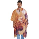 Burnt paper texture print design Men s Hooded Rain Ponchos