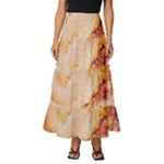 Burnt paper texture print design Tiered Ruffle Maxi Skirt