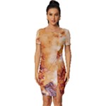 Burnt paper texture print design Fitted Knot Split End Bodycon Dress