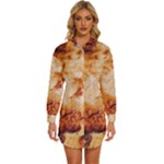 Burnt paper texture print design Womens Long Sleeve Shirt Dress