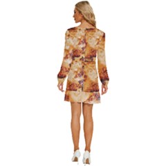 Long Sleeve Waist Tie Ruffle Velvet Dress 