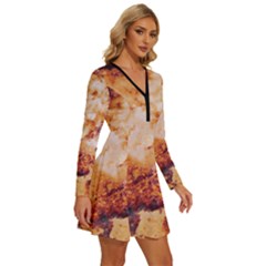 Long Sleeve Deep V Mini Dress  