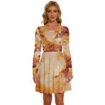 Burnt paper texture print design Long Sleeve Wide Neck Velvet Dress