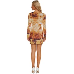 Long Sleeve Square Neck Bodycon Velvet Dress 