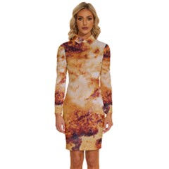 Long Sleeve Shirt Collar Bodycon Dress 