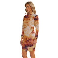 Long Sleeve Shirt Collar Bodycon Dress 