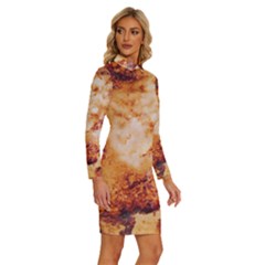 Long Sleeve Shirt Collar Bodycon Dress 