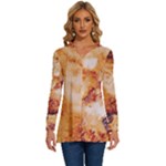 Burnt paper texture print design Long Sleeve Drawstring Hooded Top