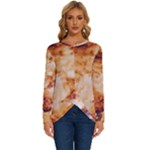 Burnt paper texture print design Long Sleeve Crew Neck Pullover Top