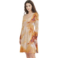 Long Sleeve V-neck skater dress with Pockets 
