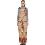 Burnt paper texture print design Women s Side Zip Front Pouch Ski And Snowboard Bib Pants	
