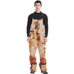 Burnt paper texture print design Men s Front Zip Ski And Snowboard Bib Pants