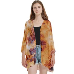 Open Front 3/4 Sleeve Batwing Chiffon Cardigan Kimono 