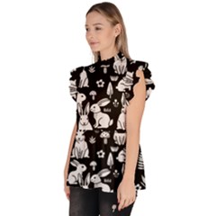 Ruffle Collar Short Sleeve Chiffon Top 