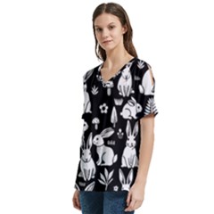 V-Neck Split Shoulder Casual T-Shirt 