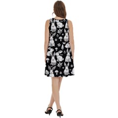 Round Neck Sleeve Casual Dress With Pockets 