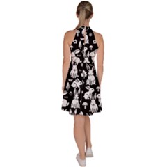 Sleeveless Halter Neck A-Line Dress 